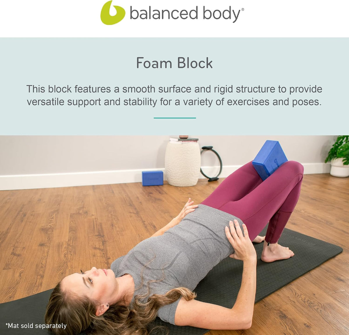 Foam Block for Pilates Reformer, Workout Block, Home Gym