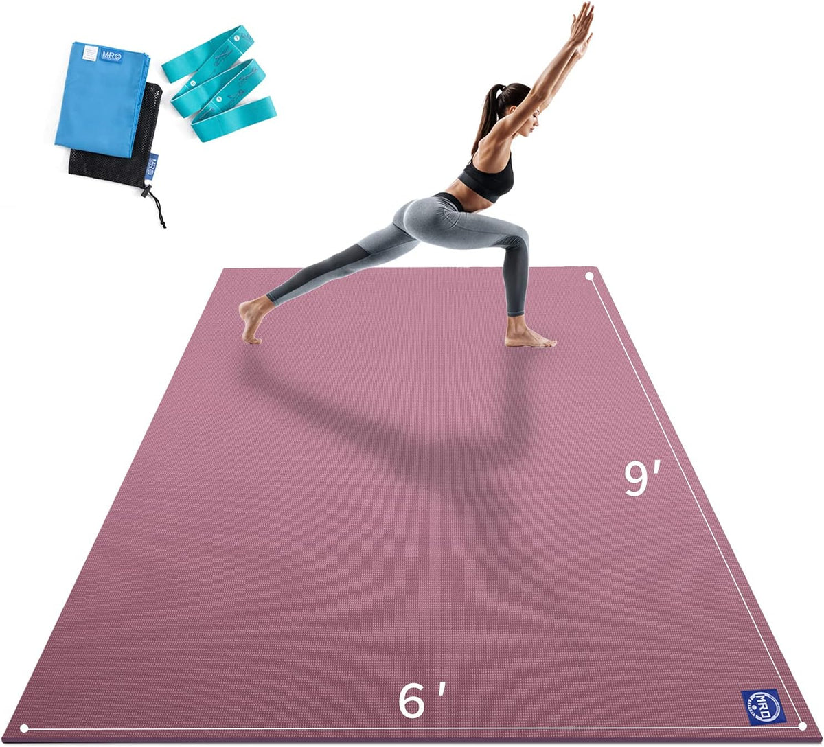 Extra Large Yoga Mat, 12'x6'/9'x6'/7'x5'/6'x4' (9MM) Extra Wide and Thick Exercise Mats for Home Gym Workout, Non-Slip, Soft for Women and Men Fitness, Ideal for Barefoot Yoga, Pilates, stretching