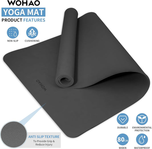 Extra Wide & Thick 8mm Yoga Mat, 72"x31.5"