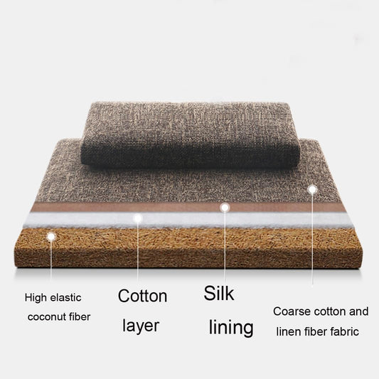 Portable Foldable Meditation Cushion Mat Set with Washable Cotton Linen Cover, Larger Yoga Mat Bolster Floor Pillows Seating for Adults Meditation Accessories coffee1-60CM