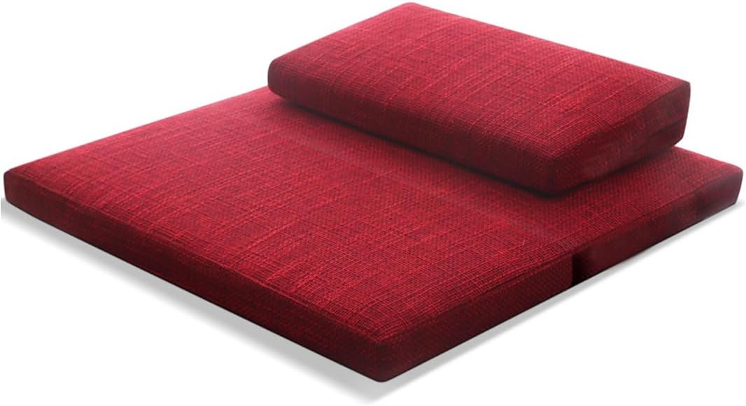 Portable Foldable Meditation Cushion Mat Set with Washable Cotton Linen Cover, Larger Yoga Mat Bolster Floor Pillows Seating for Adults Meditation Accessories coffee1-60CM