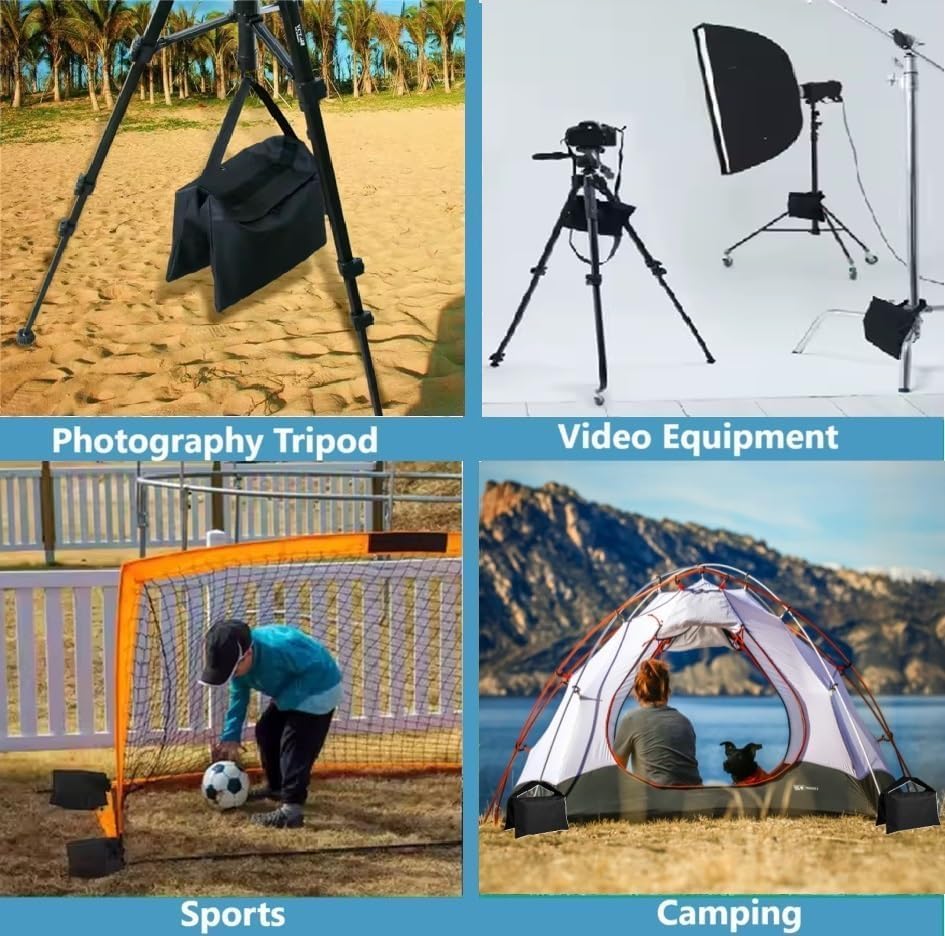 Weight Sand Bags Saddle-Bag Style for Photography Tripod, Video Equipment, Studio Set, Light Stand, Film Set, Folding Chair, Camping Tents, Sports, Indoor Outdoor Use