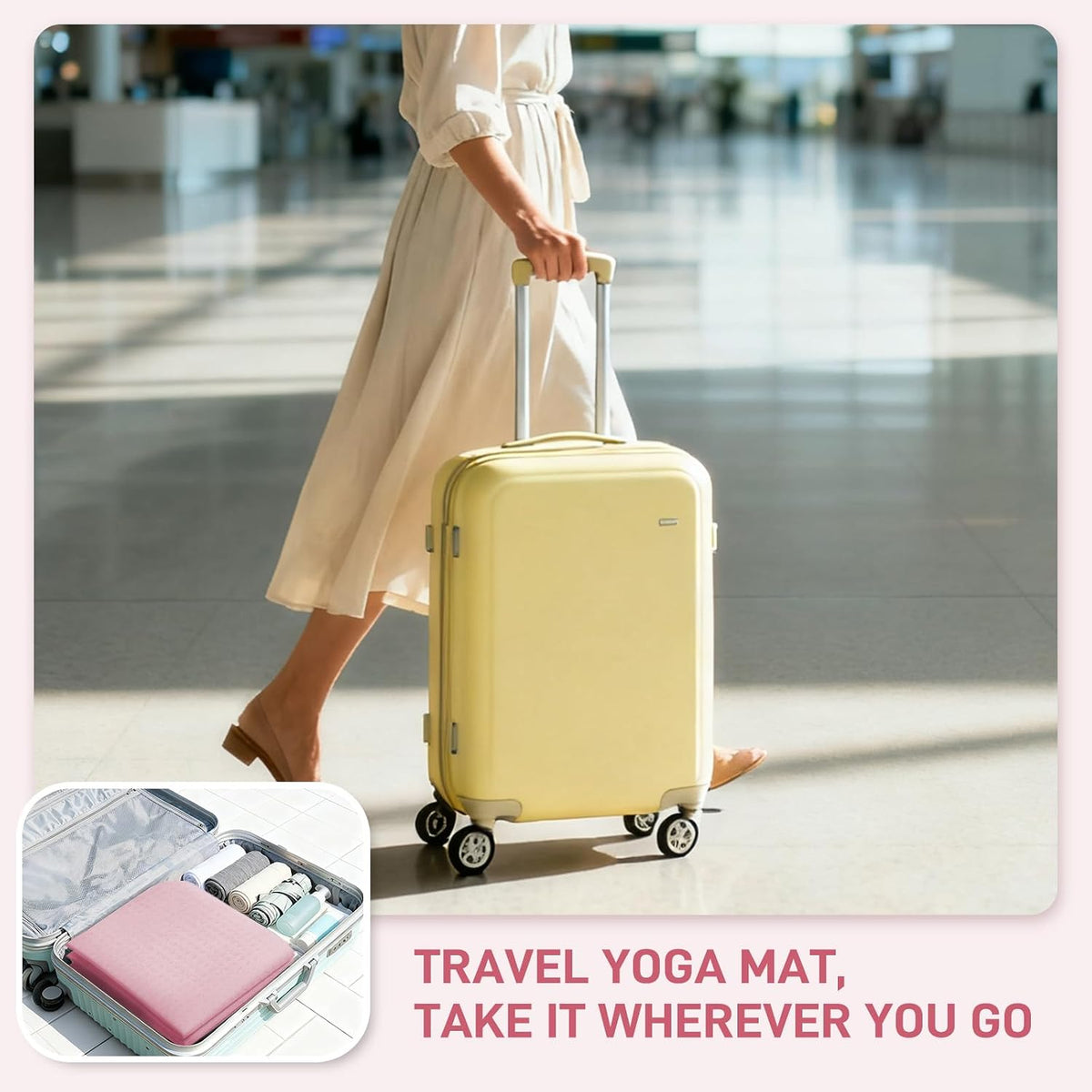 Foldable Yoga Mat for Travel 72"x 32"x 0.32"Inch, 8mm Thick Folding Exercise Mat, Outdoor Non-slip Pilates Mat for Women & Men, Wide Yoga Mat Packable for Workout and Fitness