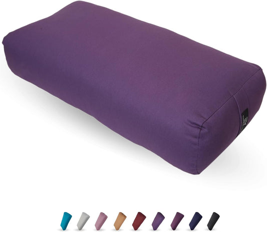 Bolster and Yoga Strap Set, Rectangular Meditation Pillow, Super Soft & Lightweight with Carry Handle - Firm Support for Restorative Yoga - Plum