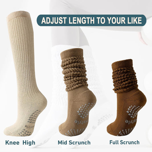 Grip Pilates Socks for Women, Slouch Scrunch Yoga Barre Socks