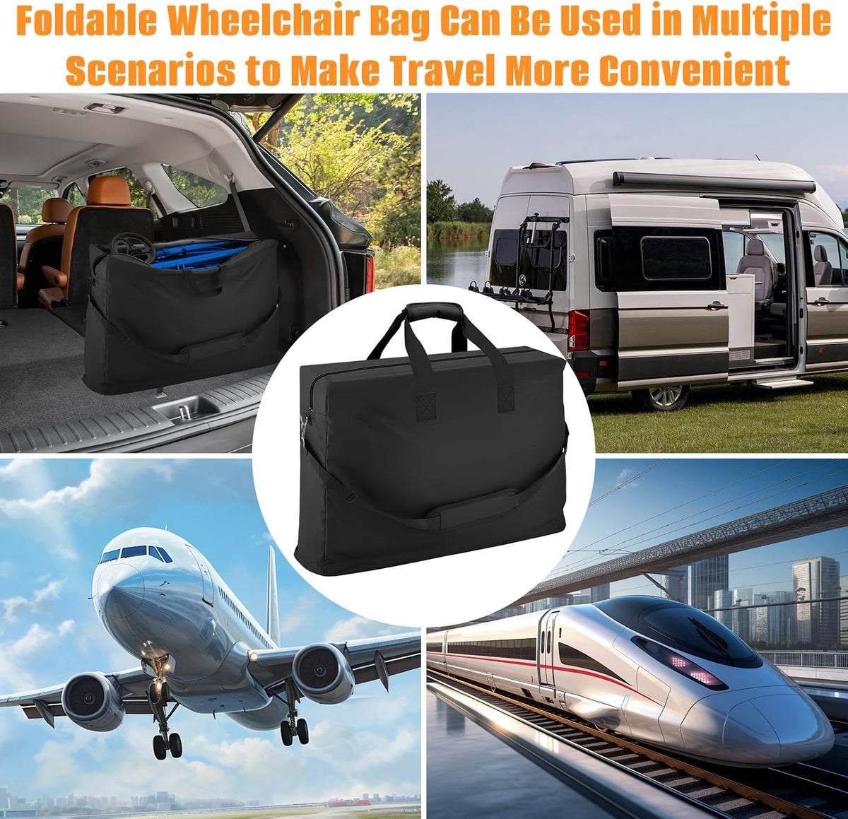 Outdoor Wheelchair Carry & Travel Bag 35" L x 26" H x 10" D