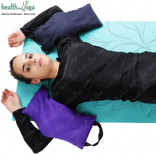 HealthAndYoga(TM) Yoga Sand Bags - Double Bag with Inner Waterproof Bag - Prop for Adding Weight and Support (Blue)
