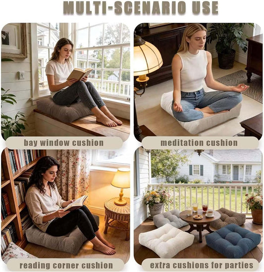 18in Floor Pillows for Adults Set of 2,Square Meditation Pillows