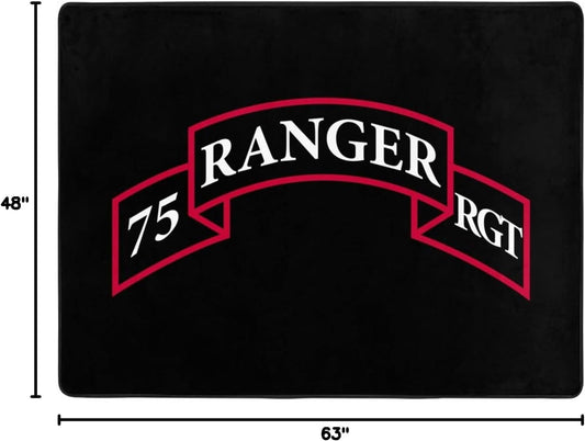 75th Ranger Regiment SSI Area Rug 63x48in Rugs for Living Room Indoor Floor Non-Slip Rug Washable Large Rug Indoor Decorative Carpet Yoga Floor Mat