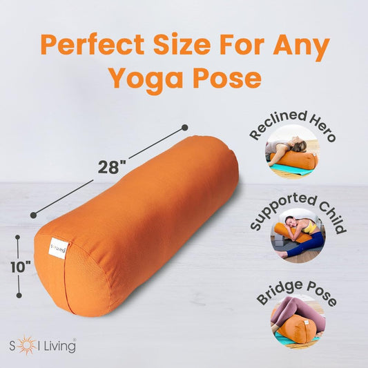 Cylindrical Yoga Bolster Meditation Pillow, Extra Firm Cotton