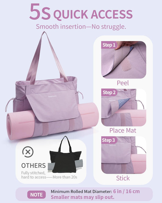 Yoga Mat Bag Waterproof Tote Gym Bag Mat Carrier W/Wet Pocket