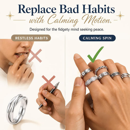 FUNRUN JEWELRY Fidget Anxiety Rings for Women and Men Spinner Ring 4-6PCS