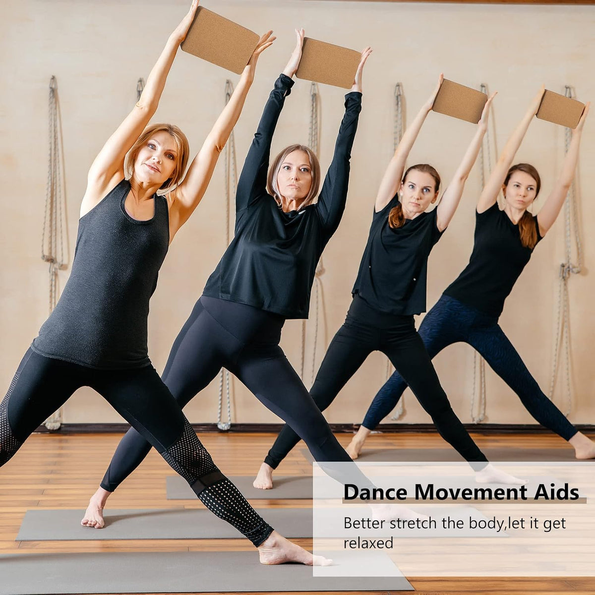 4 Pcs Cork Yoga Blocks, 9 x 6 x 4 in Non Slip Bricks
