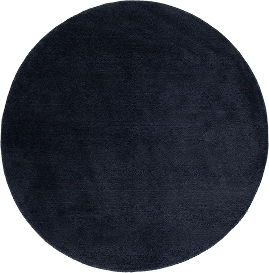 Himalaya Collection Area Rug - 6' Round, Black, Handmade Solid Wool, Ideal for High Traffic Areas in Living Room, Bedroom (HIM610C)
