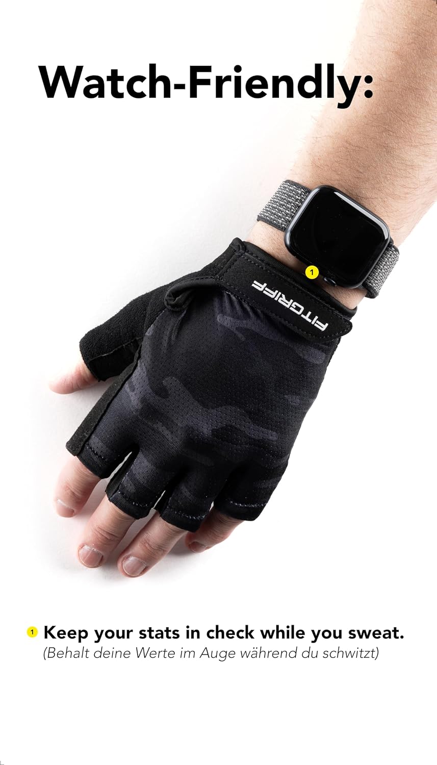 ® Workout Gloves (Padded) for Men & Women - Fingerless Gym Gloves for Weight Lifting, Training - Full Palm Protection