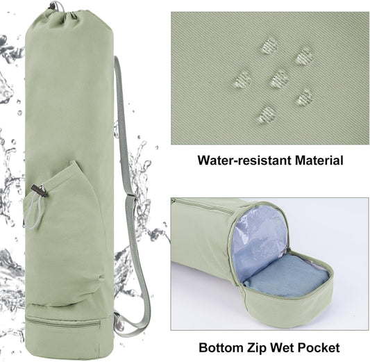 Yoga Mat Bag with Water Bottle Pocket & Wet Pocket for Women