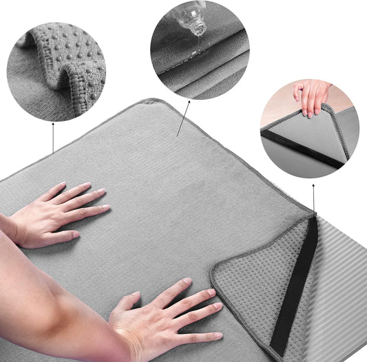 Microfiber Non Slip Yoga Mat Towel, Secure Elastic Straps, 24x72 in