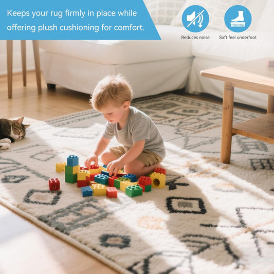8x10 FT Non Slip Rug Pad,100% Waterproof Felt Rug Pad for Hardwood Floors,1/4” Thick Soft Carpet Pad with Natural Rubber Backing,Secure Grip & Floor Protection