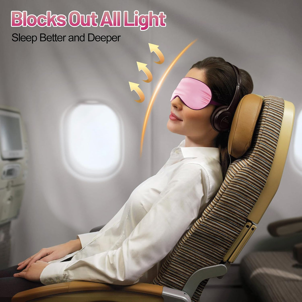 Silk Sleep Mask, Blackout Eye Mask for Sleeping with Adjustable Strap
