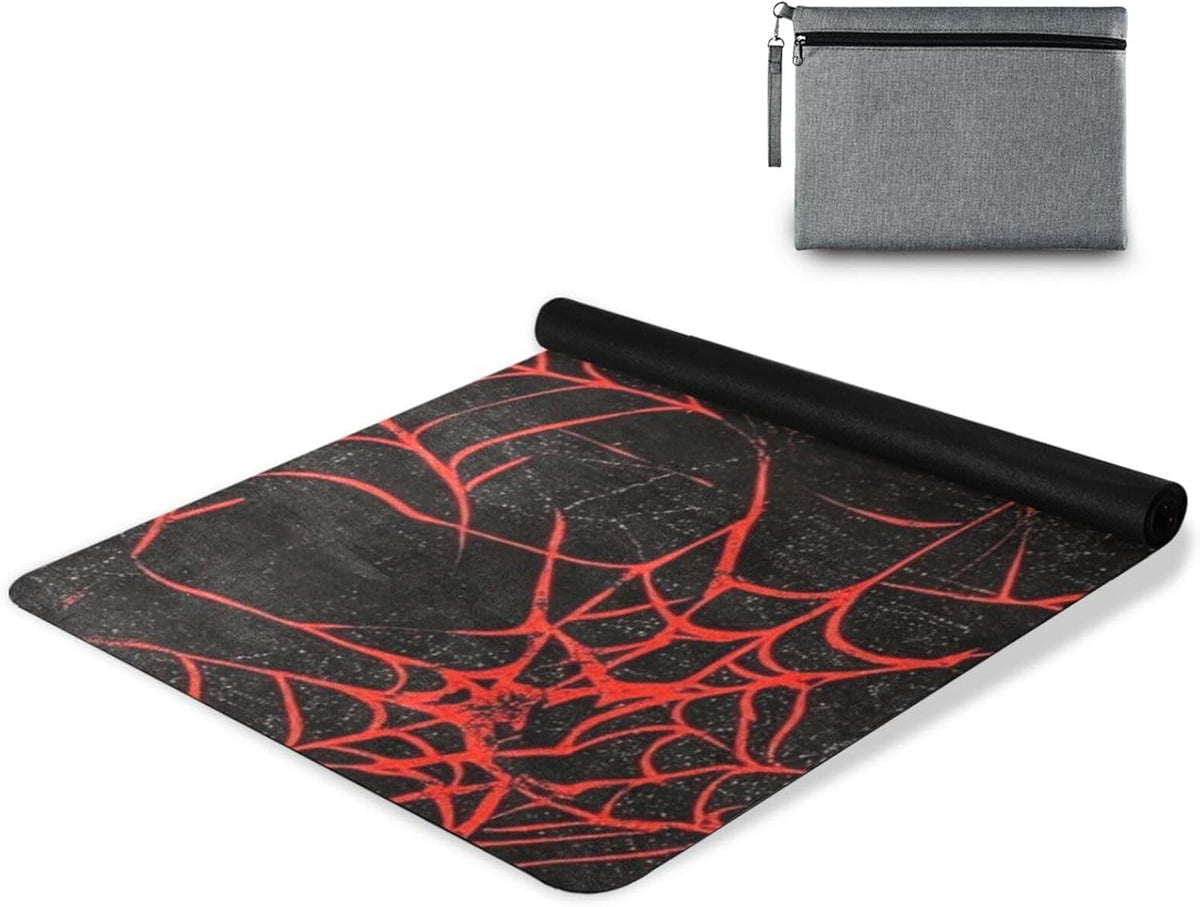 Red and Black Halloween Spider Web printed natural yoga mat Thick 1 mm for outdoor non slip, with Yoga bag cover tapete para ejercicio 71x26 inches