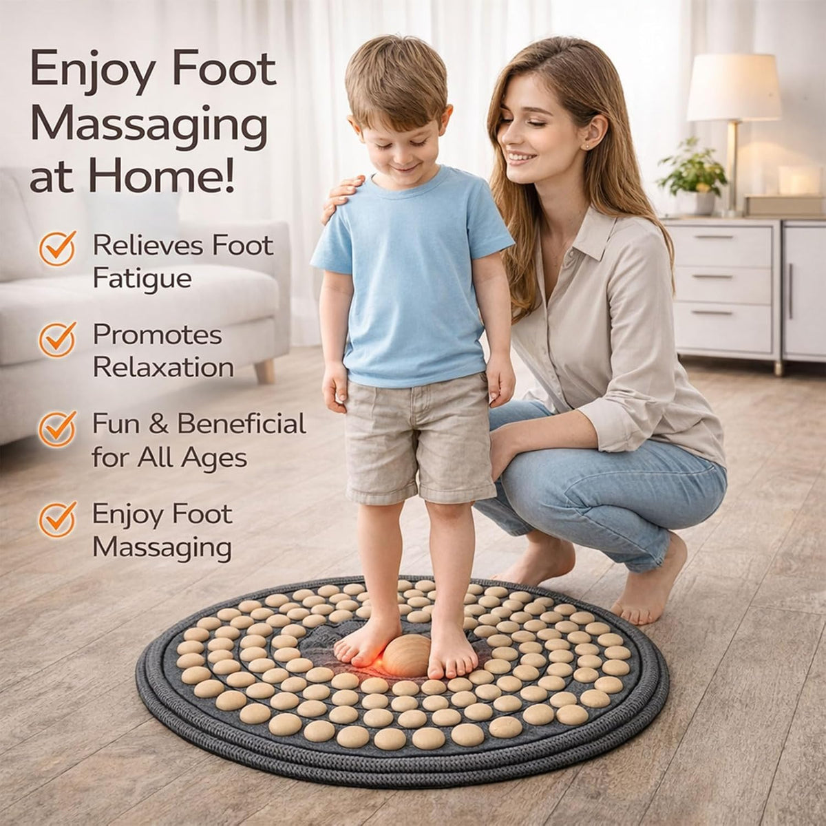 Foot Massage Mat Made from Natural Hardwood for Daily Relaxation, Foldable Acupressure Pad for Standing & Sitting, Designed for Office Workers, Long Standing Jobs & Home Use