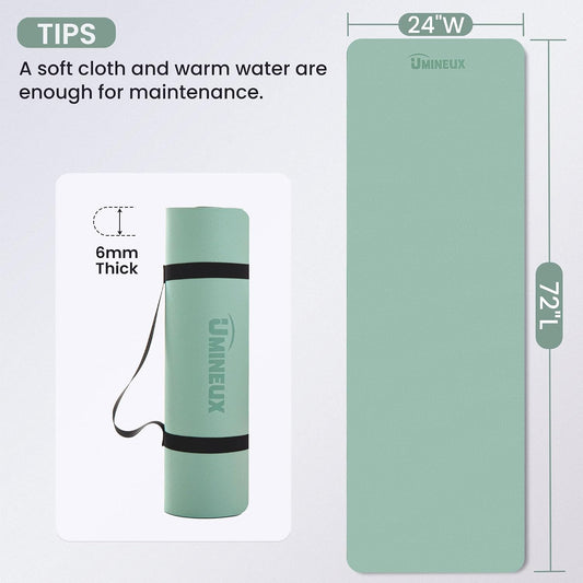 Non Slip Yoga Mat 72"x24" Exercise & Fitness Mat For Women and Men