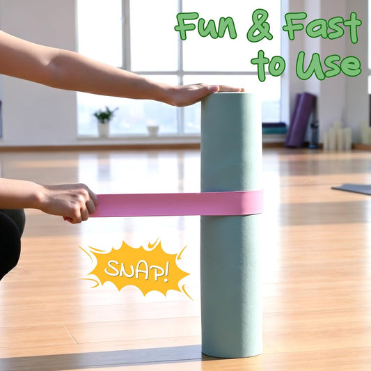 Yoga Mat Strap Slap Band-Instant One Snap Holder Keeps Mats Tightly Rolled & Secure -Soft Silicone Gym Accessories