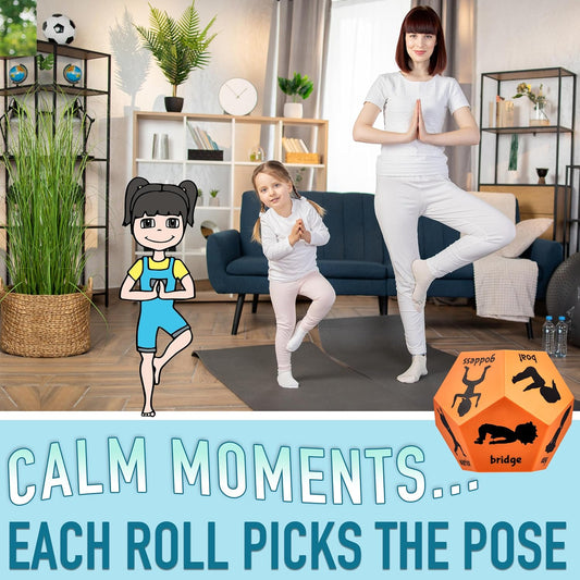 Yoga Dice for Kids, Large 12-Sided Soft Foam Exercise Dice