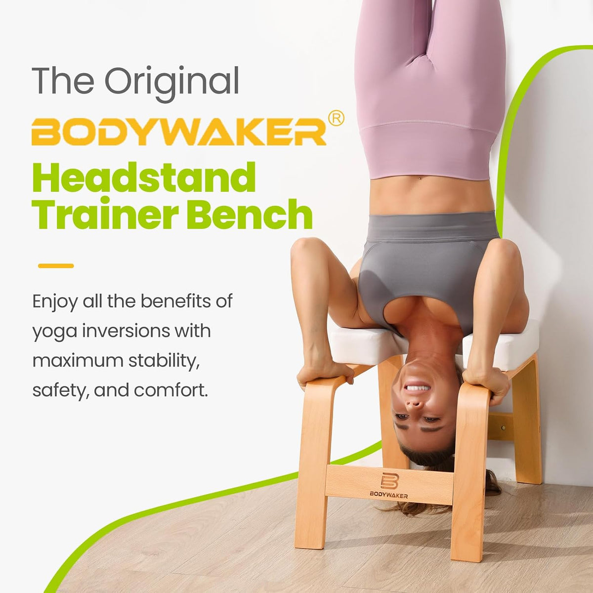 Yoga Headstand Bench, Stand Yoga Chair for Balance Training, Core Strength Building, Upside Down Chair for Relaxation, Handstand Trainer Inversion Chair for Home Gym (Chocolate Black)