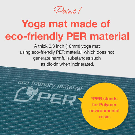 Yoga Mat Eco-Friendly Material 1/2 inch Non-Slip Yoga Pilates Fitness at Home & Gym 4 Colors with Carrying Case & Strap