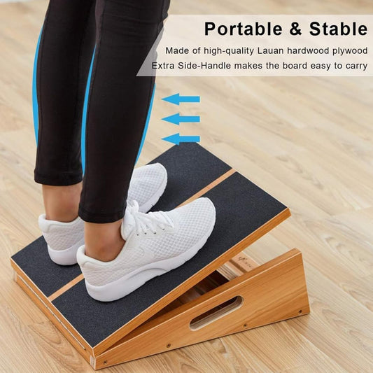 Wooden Slant Board, Adjustable Incline, Side Handles, Non-Slip