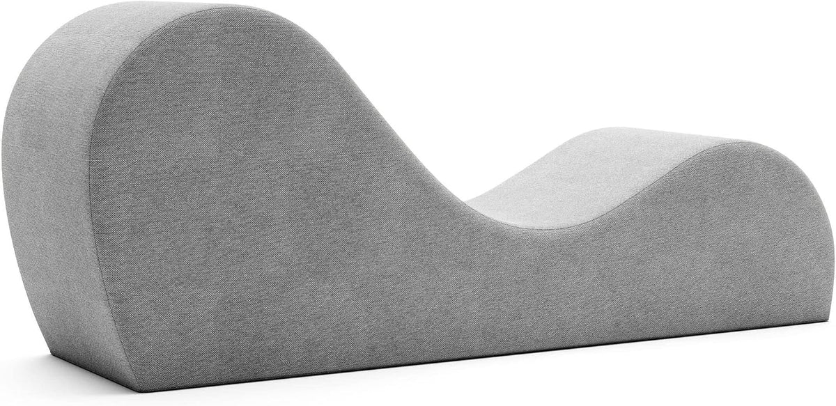 Sleek Chaise Lounge for Yoga - Made in The USA - Great for Stretching, Relaxation, Exercise & More, 60D x 18W x 26H Inch, Light Grey