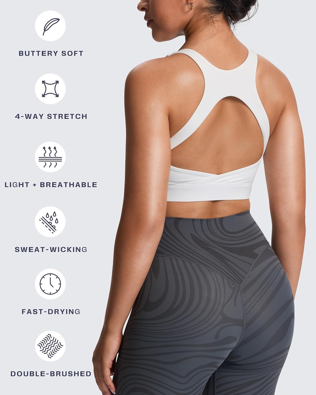 Women's Khloe High Impact Sports Bra | unique racerback, elegant square neck, support & versatile, workout fitness training gym yoga crop tank, moisture-wicking