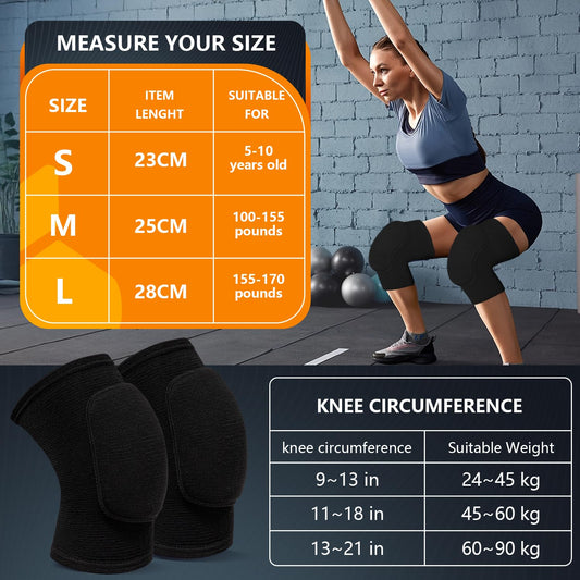 Volleyball Knee Pads for Dancers, Soft Breathable Knee Pads for Men Women Kids Knees Protective, Knee Brace for Volleyball Football Dance Yoga Tennis Running Cycling Workout Climbing (Black, Medium)
