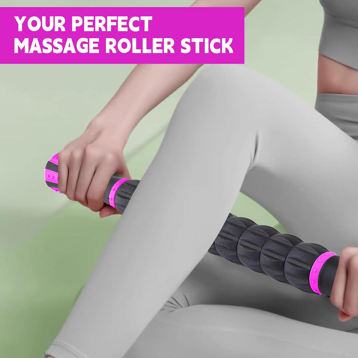 Massage Roller Stick,Muscle Roller Stick for Athletes, Liposuction Massage Roller for Lymphatic Drainage, for Relief Muscle Soreness, Trigger Points, Help Runner Legs, Back Recovery (Red & Black)