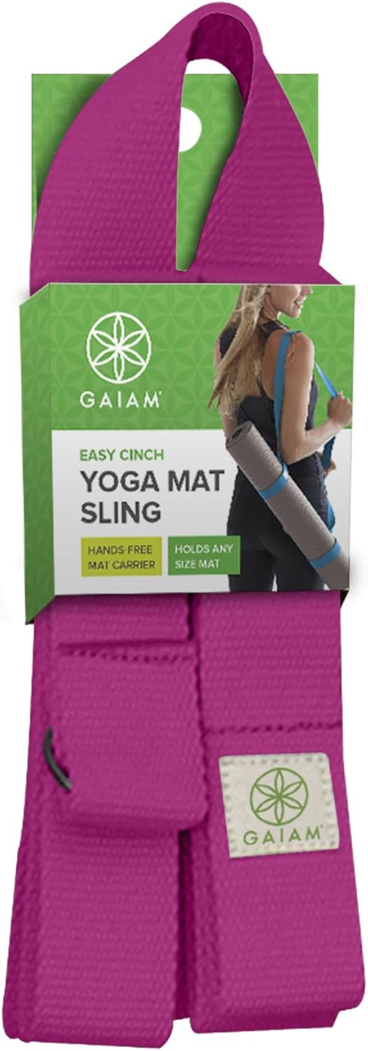 Easy-Cinch Yoga Mat Sling - Durable Carrying Strap for Yoga Mat with Metal D-Rings for Secure Fit (No Mat Included)