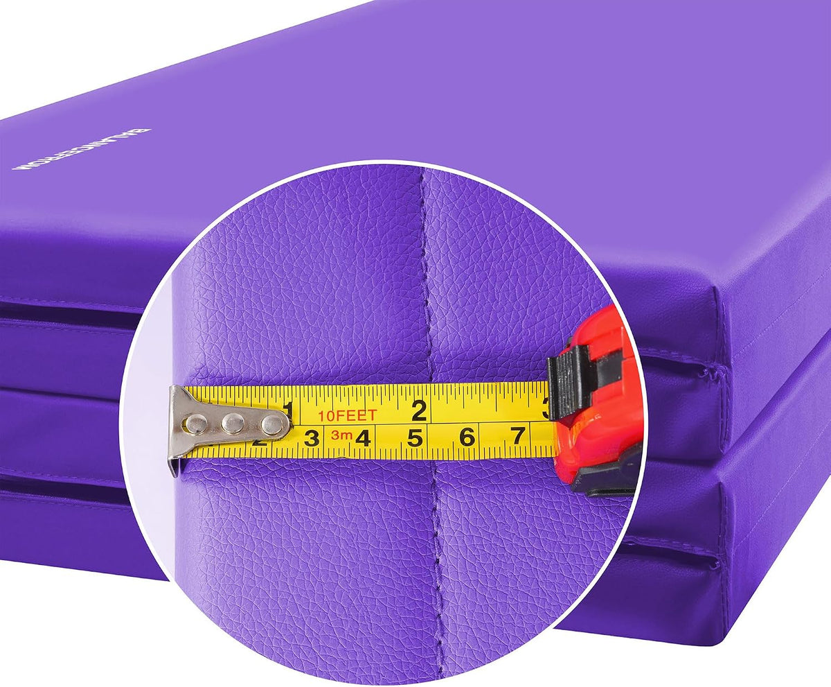 BalanceFrom 6x4 Feet 4-Panel Folding Gymnastics Mat – 2-Inch Thick Pad with Vinyl Surface and Carrying Handles for Tumbling, Yoga, Pilates, Home Workouts, and Martial Arts
