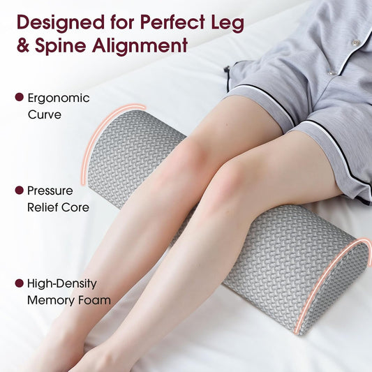 Knee Pillow for Back Sleeping Memory Foam Half Moon Bolster Pillow for Legs