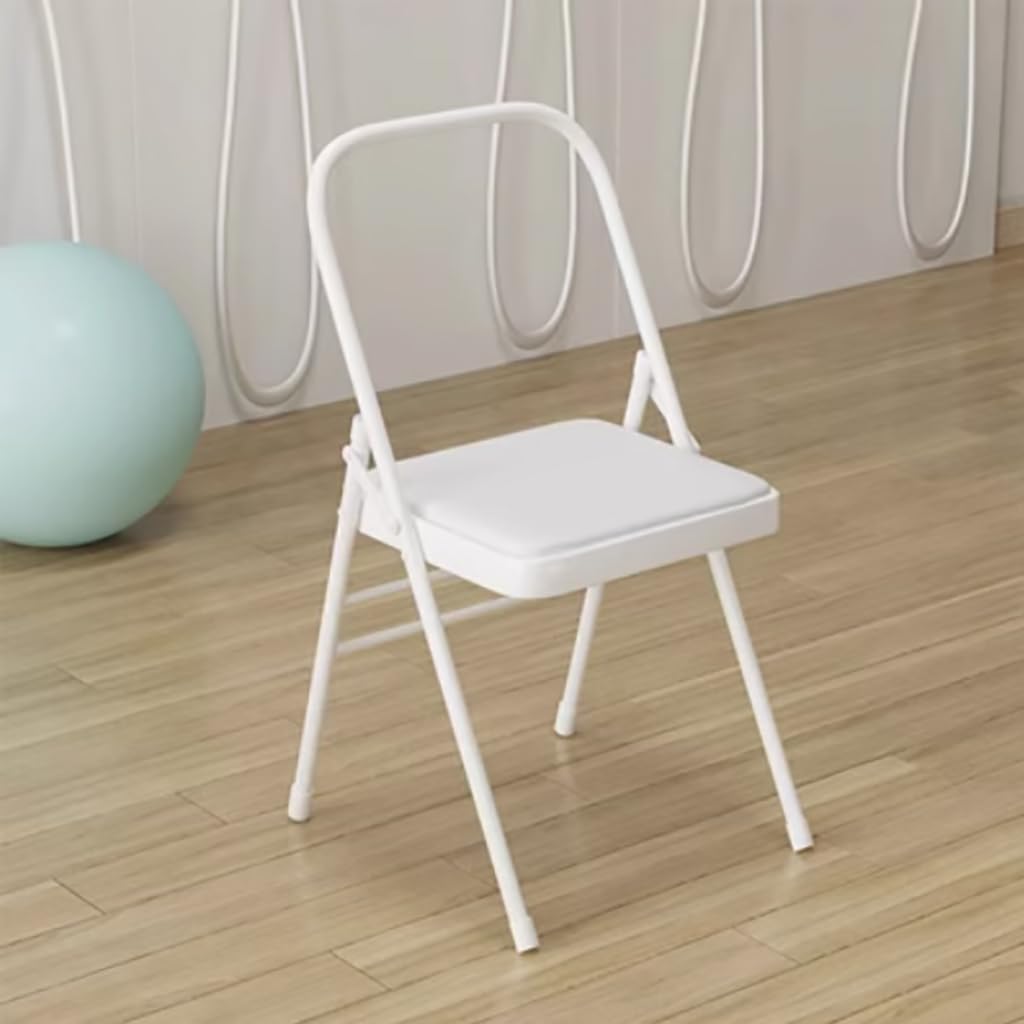 Yoga Folding Chair,Yoga Auxiliary Chair,Iyengar Metal Folding Chair,Reinforced Portable Backless Chair White 31.5in*18.5in*17.3in,Green
