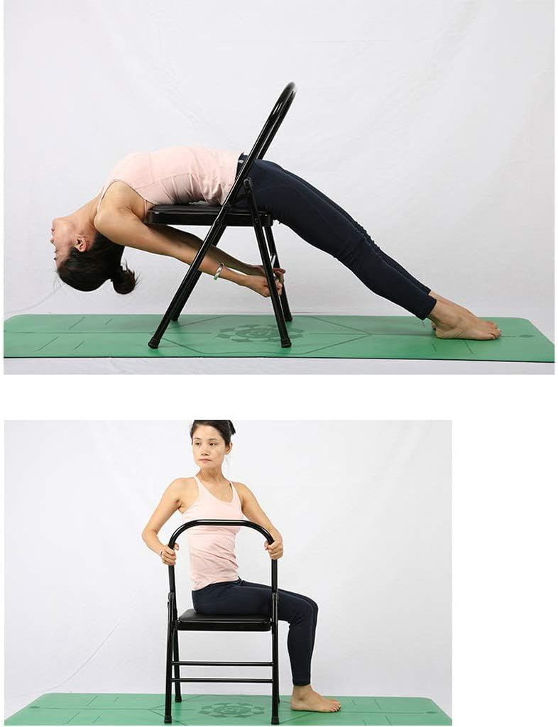 Folding Yoga Chair,Iyengar Yoga Chair,Pilates Yoga Chair,Backless Yoga Chair,Back Exercise Tool,Sturdy and Stable,Yoga Inversion Chair, Black