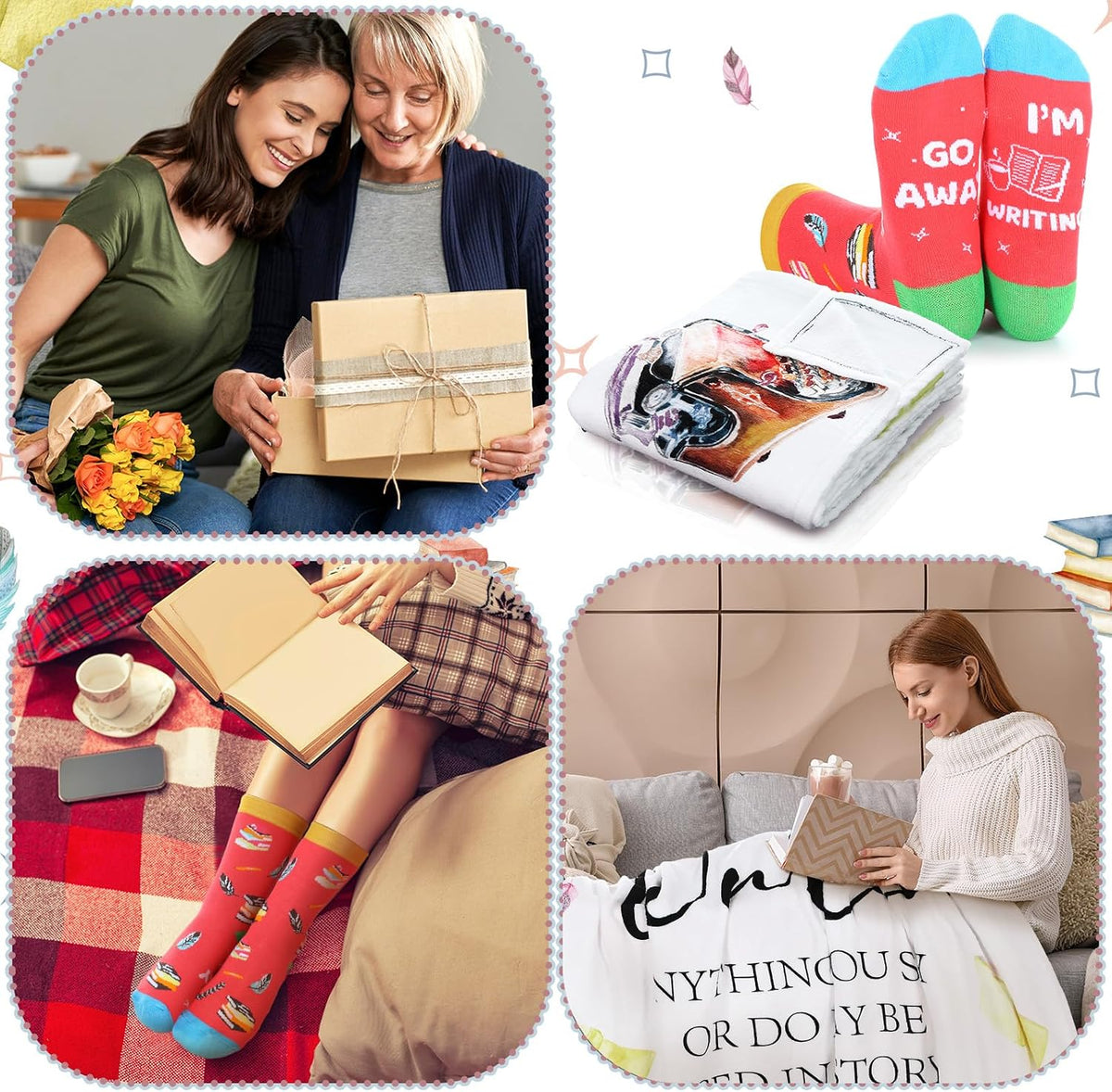 2 Pcs Yoga Blanket and Socks Gifts for Yoga Lovers 50" x 60"