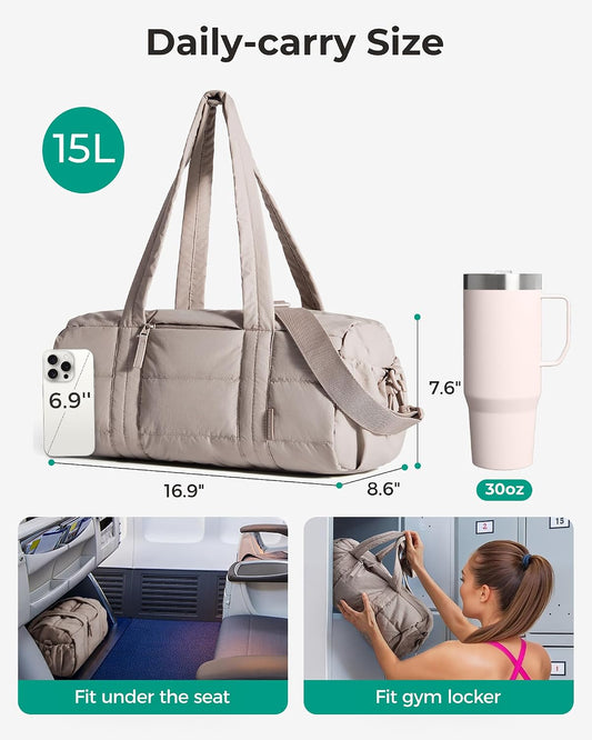 Reiki Gym Bag for Women Puffy Yoga Mat Travel Weekender Duffle Bag