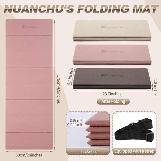 3 Pack Foldable Yoga Mat Non-slip Poe Carry Strap Travel