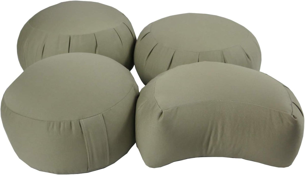 Buckwheat Crescent Zafu Meditation Cushion, Olive