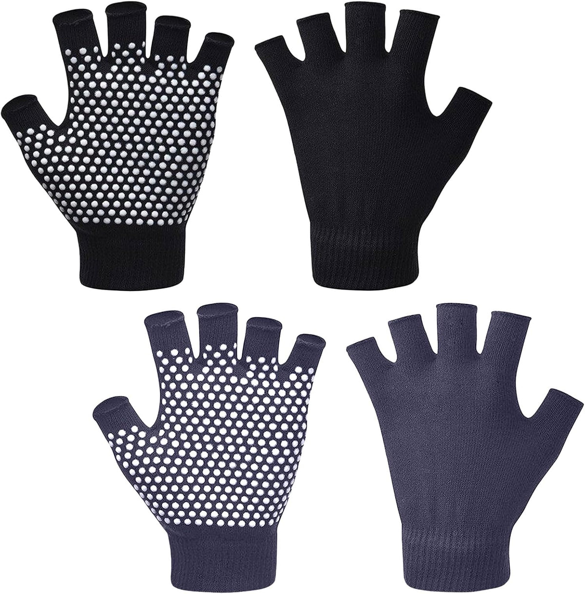 2 Pairs of Fingerless Hollow Yoga Gloves Cotton Non Slip One Size Suitable for Gym Workouts