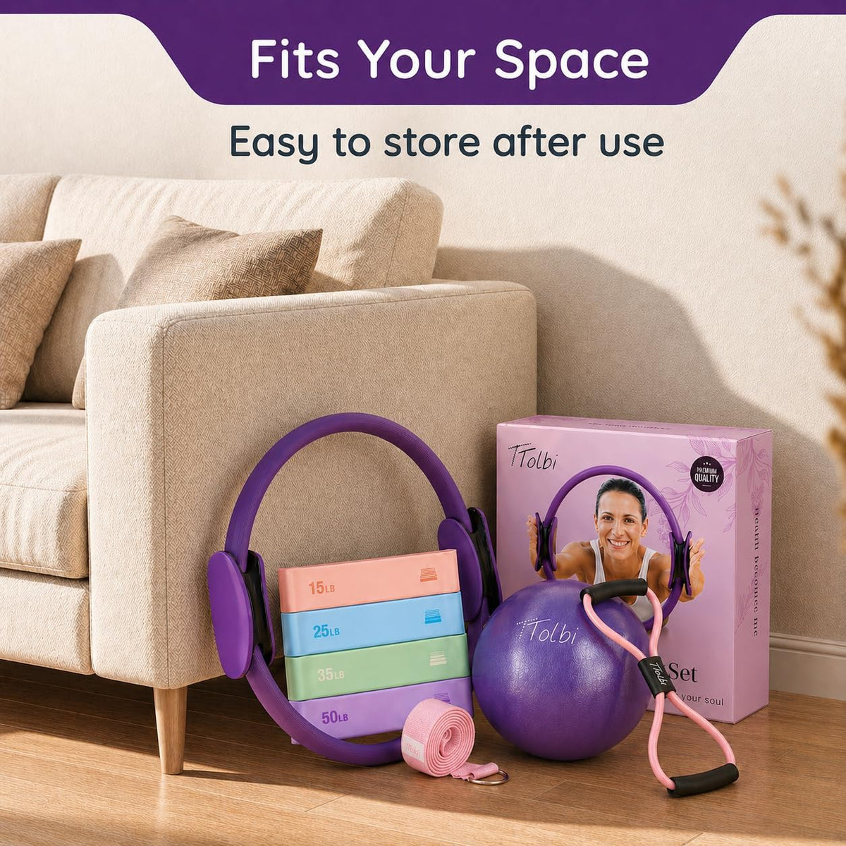 Dance Pilates Ring and Ball Set with Video Tutorials, Home Pilates Kit
