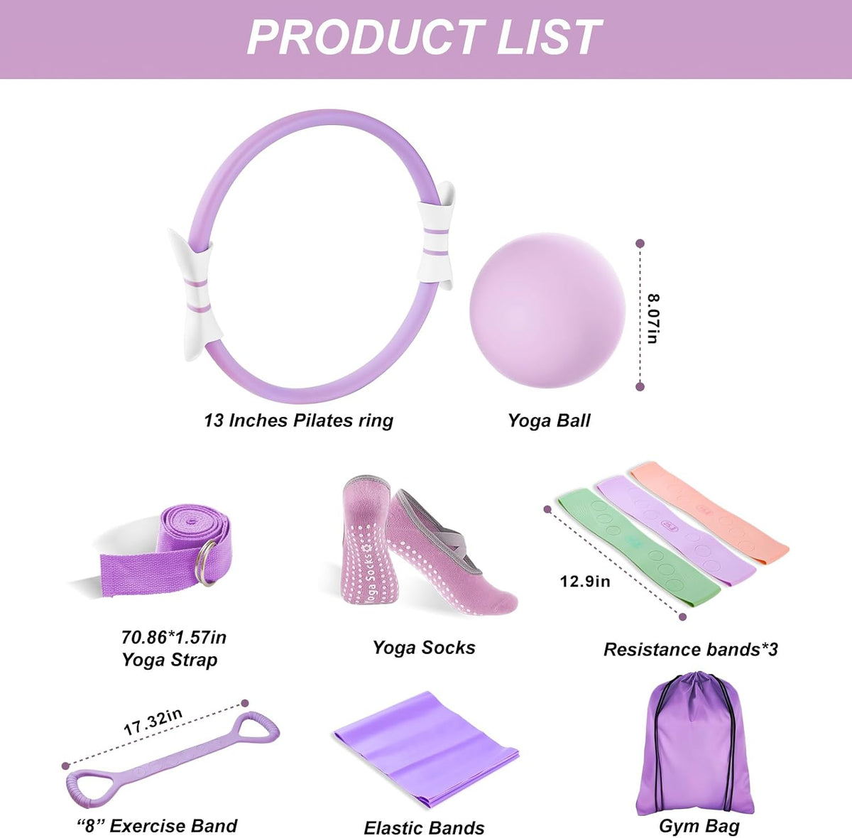 Pilates Kit,Home Pilates Ring Kit for Women,Pilates Equipment Ring and Ball Set with Pilates Ring, Pilates Ball, Resistance Bands, Figure 8 Band & Accessories Pilates Starter Kit
