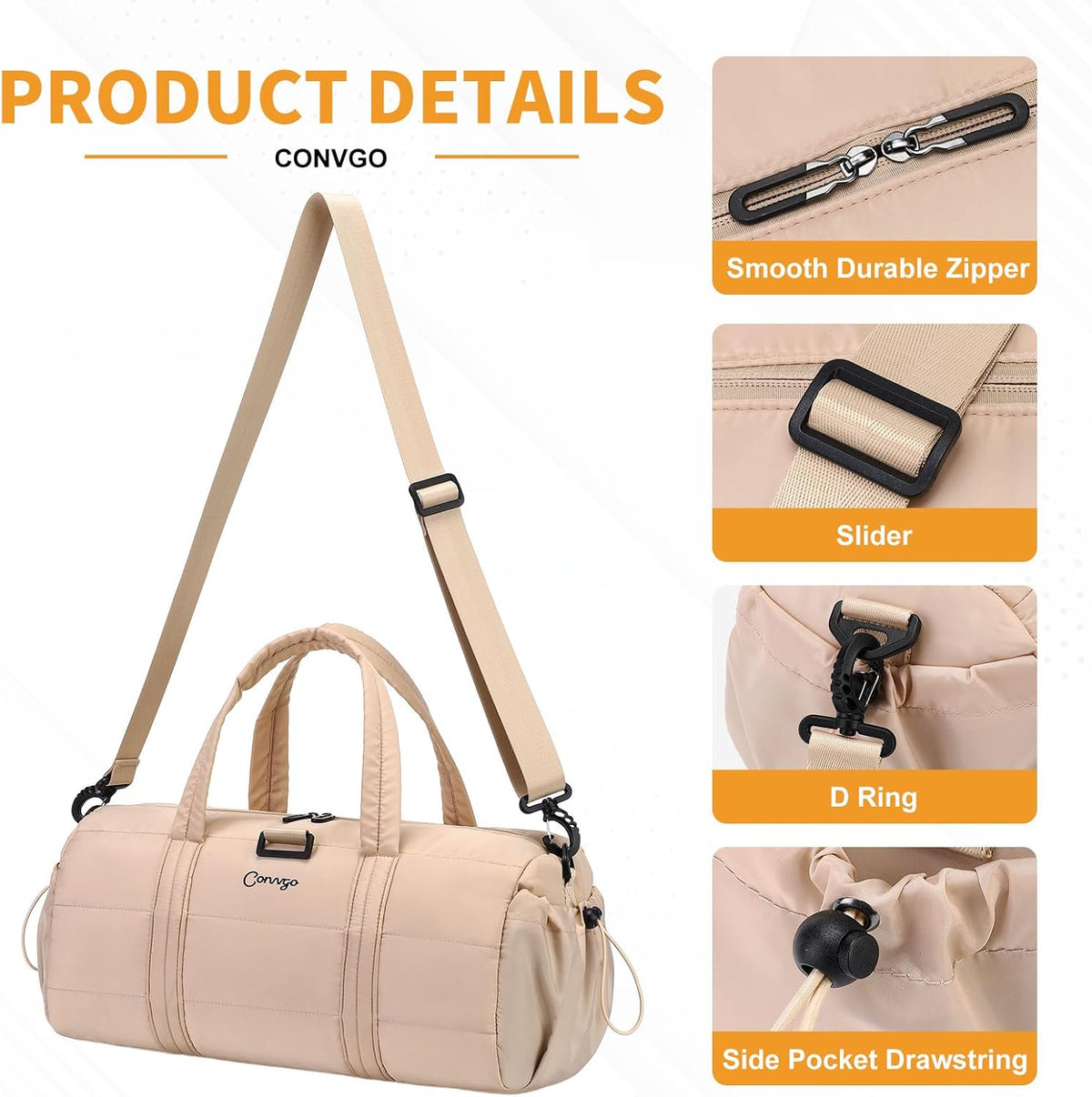 Small Gym Bag for Women Sports Duffel Bag w/Yoga Mat Holder Black