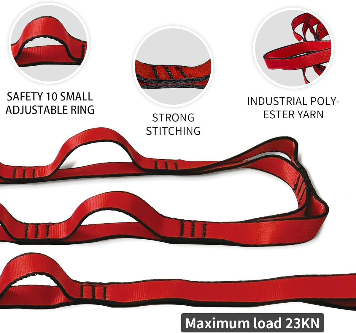 Aerial Yoga Hammock Daisy Chains Strap, Strong 22kN Adjustable with 10 Loops, No Stretch, Yoga Straps Nylon Chain Sling for Aerial Yoga,Swing, Hammock, Suspension, Exercise