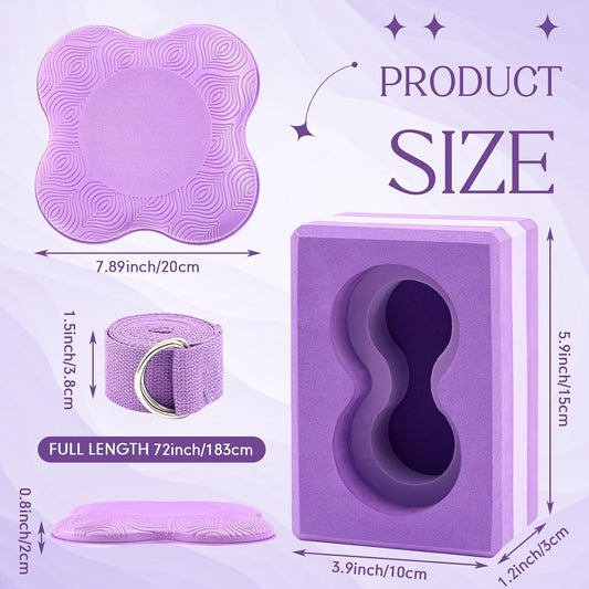 Yoga Blocks 2 Pack for Wrist Relief,Yoga Block with Knee Pads Strap